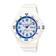 卡西歐（CASIO）男女表學(xué)生手表運動(dòng)手表 夜光防水石英表帶星期日歷腕表 白表藍字MRW-200HC-7B2