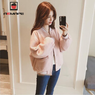 AEMAPE外套女2025春秋冬季新款短外套女時(shí)尚棒球服韓版寬松小個(gè)子上衣 粉紅款 常規 S _80-99