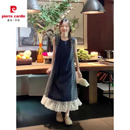 皮爾卡丹（pierre cardin）胖mm大尺碼300斤韓系設計感假兩件無(wú)袖連衣裙復古蕾絲拼接長(cháng)裙女 吊帶露背網(wǎng)紗日系抹胸罩衫包臀 L 建議80-120斤