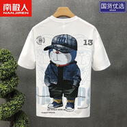 南極人卡通印花短袖t恤男生潮牌潮流夏天衣服男士ins百搭休閑寬松大碼 白色 2XL 建議135-150斤