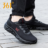 361度男鞋跑步鞋男2025年夏季新款361網(wǎng)鞋網(wǎng)面透氣休閑運動鞋子跑鞋R 曜石黑/虛擬紅 44