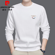皮爾卡丹（pierre cardin）男士衛衣秋冬款重磅無(wú)帽含蠶絲t恤長(cháng)袖寬松大碼落肩袖圓領(lǐng)打底衫