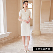 艾尚臣白色職業(yè)連衣裙女2025夏季修身顯瘦高級感面試正式場合短袖西裝裙 白色連衣裙 M