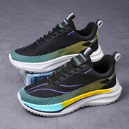 世季酷風(fēng)男鞋高幫鞋運動(dòng)鞋男超輕厚底老爹鞋潮流運動(dòng)休閑鞋大碼454647 黑色 39