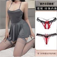床上攻速裙遮肉吊帶后媽包臀ol裙子小眾裙子清單美式連衣裙 灰色+紅黑開內(nèi)褲 均碼(80-125斤)