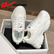 回力官方鞋子女鞋運動(dòng)鞋女透氣網(wǎng)面鞋女增高跑步老爹鞋女學(xué)生休閑 純白/0515【機能風(fēng)】 35