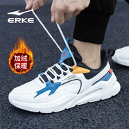 鴻星爾克（ERKE）男鞋夏季運動(dòng)鞋男士2025新款休閑跑鞋紅星透氣網(wǎng)面軟底跑步鞋子男 白黑藍(加絨保暖棉鞋) 41