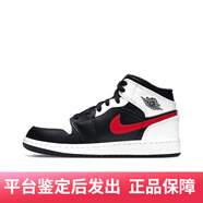 耐克（NIKE） Air Jordan 1 Mid AJ1 中幫 黑白紅 男女款休閑籃球鞋 554725-075 38.5