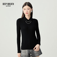 深呼吸DEEP BREATH女裝坑條打底純羊毛針織衫女A301124 黑 2XL (6碼)