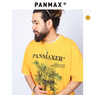 潘·麥克斯（PANMAX）PANMAX大碼春夏T袖美式短袖男裝百搭半袖休閑情侶短袖中性加大YL 姜黃色 5XL