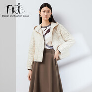 HRTIS女裝 米杏色蕾絲短款連帽棉衣AR5412305-041 米杏色 36