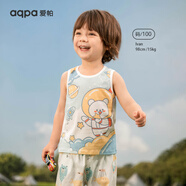 aqpa【135g新疆棉】夏款寶寶背心無袖薄上衣純棉兒童坎肩新生嬰兒背心 星際小熊 73cm