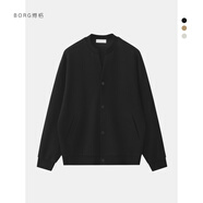 克里斯·博格 KRISBORG BG正品春季新款開(kāi)衫男慵懶風(fēng)高級感外套日韓潮流休閑簡(jiǎn)約純色外套男 黑色 XL 身高173-183體重150-165