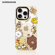 SUPER MOUSE蘋(píng)果16promax手機(jī)殼磁吸iPhone15promax保護(hù)套環(huán)繞布朗熊16pro卡通可愛(ài)15pro鐳射炫彩殼14硬殼男女 【炫紅丨貪吃布朗熊】磁吸鐳射炫光殼 iPhone 1