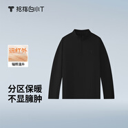 拇指白小T秋冬女士長(cháng)袖T恤立領(lǐng)加絨加厚保暖T恤熱T時(shí)尚外穿不臃腫 墨黑 XL