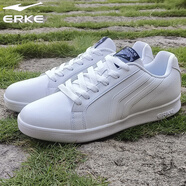 鴻星爾克（ERKE）小白鞋春季皮面運(yùn)動(dòng)鞋減震舒適輕便鞋軟底滑板鞋男學(xué)生百搭休閑鞋 正白 44