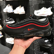 耐克（Nike）跑步鞋男鞋AIR MAX 97子彈頭氣墊鞋緩震透氣休閑運動鞋 921826-018黑紅 42