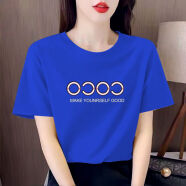 慎雅夏天衣服女士t恤衫新款2024年品牌多款多色短袖女宽松休闲夏季简 蓝色圆领：COCO S 80-95斤