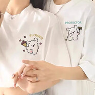 love legend情侶裝短袖夏季t恤套裝一男一女寬松休閑簡(jiǎn)約衣服半袖班服定制 白男+白女【玫瑰小白】 2XL 男+L 女