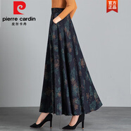 皮爾卡丹（pierre cardin）印花半身裙女2025秋冬季新款百搭高腰a字裙中長(zhǎng)款大擺顯瘦大尺碼 H18藍(lán)印花 XL 2.4-2.6尺