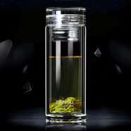 同優(yōu)（TONGU）雙層高檔茶水分離玻璃水杯創(chuàng)意車載加厚水晶杯創(chuàng)意禮品印字LOGO 透明水晶色 350ml（直杯）