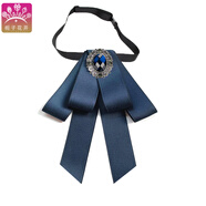 梔子花開(kāi) 領(lǐng)結領(lǐng)花襯衫女衣領(lǐng)口配飾飄帶蝴蝶結學(xué)院風(fēng)畢業(yè)照演出jk裝飾 棉帶C藍斜邊花瓣-系帶款