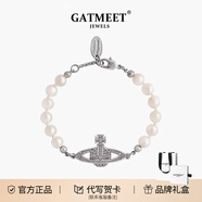 GATMEET珍珠項(xiàng)鏈回形針土星歐陽娜娜明星同款情人節(jié)520禮物送女友老婆 銀色土星手鏈