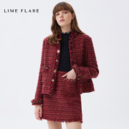 LIME FLARE【尖貨補單】萊茵福萊爾2024年春款法式格紋小香風(fēng)短外套小立領(lǐng) 辣椒紅色短外套2【面料更新】 155/76A/S
