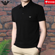 Emporio Armani阿瑪尼新款短袖T恤男夏季純棉翻領(lǐng)商務(wù)休閑絲光棉POLO衫半袖 2031黑色 L