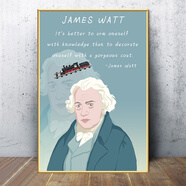 倍貝優(yōu)英語(yǔ)教室環(huán)創(chuàng  )裝飾海報英文掛畫(huà)文化墻面壁布置科學(xué)家名人名言貼紙 10 詹姆斯瓦特 [60寬x90高]厘米 KT板+黑色PVC邊