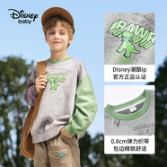 迪士尼（Disney）童裝兒童女童衛(wèi)衣2025年春秋新款圓領(lǐng)裝兒童洋氣女寶寶上衣 灰拼綠-男童 160