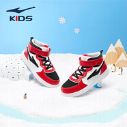 鴻星爾克（ERKE）童鞋男童大小童網(wǎng)面滑板鞋兒童加棉運動(dòng)跑鞋大紅/正黑37