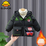 G.DUCKKIDS小黃鴨米妮哈魯男童羽絨棉服2024冬季新款兒童蜘蛛俠棉衣男孩加厚 黑色 帶包包 90
