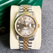 【二手99新】勞力士男表日志型系列自動(dòng)機械 勞力士日志手表男士18k金表后改盤(pán)后改圈后鑲鉆 二手奢侈品腕表 【銀灰盤(pán)-大鉆-機械表徑36】