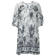 蓮燦蓮燦2025夏季新商場(chǎng)波西米亞風(fēng)蕾絲花邊雪紡中袖連衣裙 黑色 黑白 L