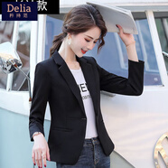 矜持范小西裝外套女薄款2025春秋新款韓版時(shí)尚休閑短款小個(gè)子西服上衣潮 黑色長(cháng)袖 雙層加內里 L 建議100-110斤內