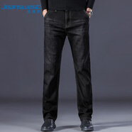 真維斯（JEANSWEST）牛仔褲男士直筒寬松男褲2025春季長(zhǎng)褲男士彈力休閑褲子黑色34