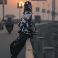 杜漢（DUHAN）摩托車騎行服皮衣男女情侶機車夾克四季防風防摔賽車服夏季騎士服 霧藍四季皮衣（女） L