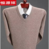 恒源祥2024新款羊毛衫男秋冬季加厚高毛領(lǐng)毛衣中青年男裝打底純羊毛絨衫 V.領(lǐng) 駝色 2XL 180《適合155-170斤》