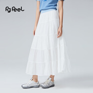 普普風(fēng)2025年春季新款女裝優(yōu)雅輕盈蛋糕半裙QA2Q9686L 白色 均碼