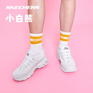 斯凱奇小白熊|透氣情侶增高厚底百搭小白鞋女復(fù)古休閑老爹鞋男運動鞋