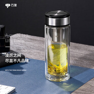 萬象（WANXIANG）雙層玻璃杯大容量高顏值簡約商務(wù)泡茶杯帶蓋高硼硅玻璃杯車載便攜 V49RL-鈦黑亮480ml