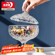 青蘋果歐式玻璃糖缸糖果罐儲物罐水果果盤果斗6.3英寸
