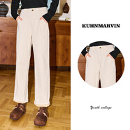 庫恩瑪維（KUHNMARVIN）【 棉100%】寬松厚款牛仔褲女2024年冬季新款休閑哈倫褲K36551 米白色 M