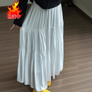 junfangya小個(gè)子白色a字半身裙女夏季2025新款今年流行高腰蛋糕傘裙子 白色半身裙 S