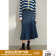 獨(dú)束大碼女裝法式復(fù)古魚尾開叉牛仔裙女新款秋裝微胖mm包臀裙22DS3230 牛仔藍(lán)(DY) L