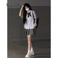 歐若婷雅jk學(xué)院風(fēng)制服韓版套裝裙松弛感百褶裙連衣裙子夏天女裝2025年新款 套裝 M