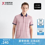 勁霸男裝 【桑蠶絲】時(shí)尚條紋夏季商務(wù)休閑短袖T恤|BTKG2914 霓紅粉 M