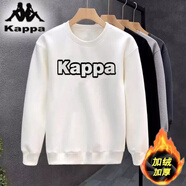 卡帕同款新款情侶裝圓領(lǐng)衛衣寬松加厚大碼加絨休閑男女長(cháng)袖外套上衣 白色靠背橫標衛衣(H棉) 加絨 5XL(注意參考尺碼表)