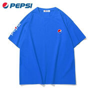 百事（PEPSI）/百事可樂:夏季男士寬松純棉短袖T恤落肩休閑學(xué)生情侶款大碼 藍色 XL 150-170斤